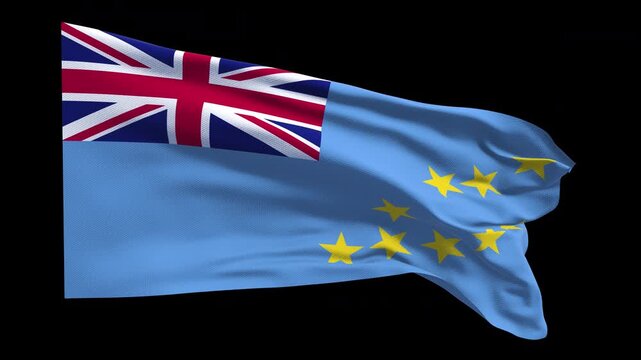Professional animation of the Tuvalu flag waving in the wind, ideal for Pacific travel videos, island culture, education, climate stories, web banner use, and national holiday visuals.