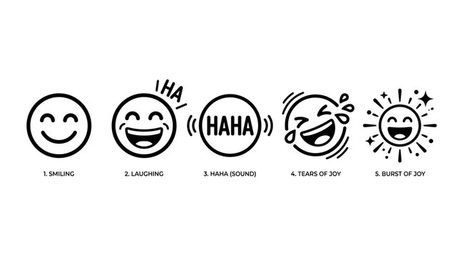 Set of Various Expression Icons Showing Joy and Laughter