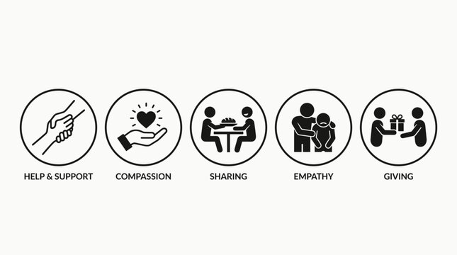 Set of Human Values and Charity Social Icons