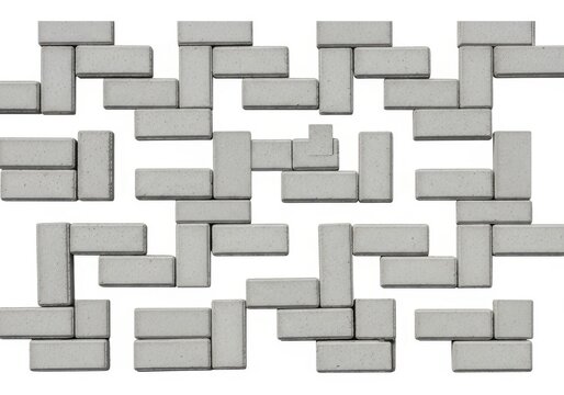 Geometric seamless pattern with grey rectangular blocks arranged in an interlocking stair step layout design