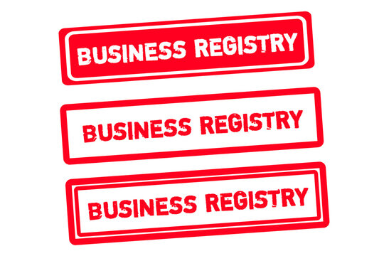 Business Registry Grunge Rubber Stamp Vector Set &ndash; Red Distressed Business Registry Badge, Official Registration Label, Vintage Rubber Seal Isolated on Transparent Background