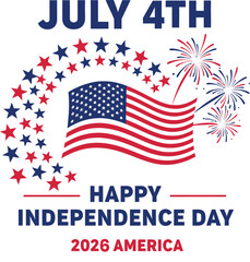 Obraz premium July 4th independence day celebration graphic with american flag and fireworks
