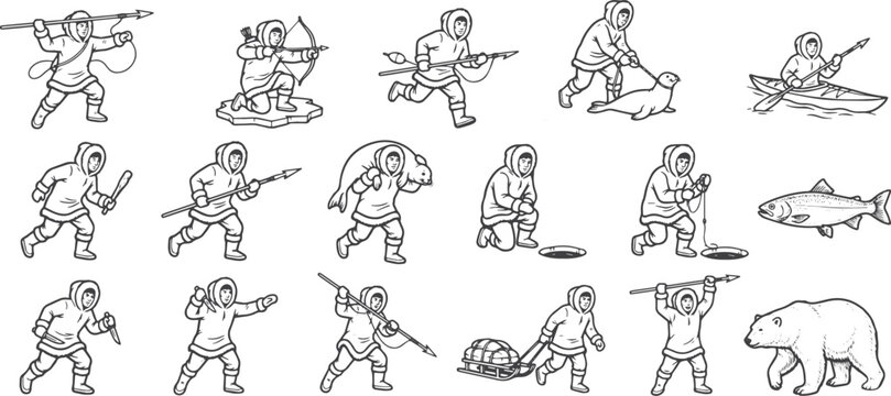 Eskimo Tribe Survival Fishing and Hunting