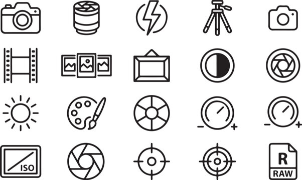 Camera Settings Icons for Photography Workflow and Creative Control during Digital Imaging