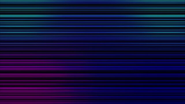 Abstract glowing cyan and purple horizontal neon lines motion background, fast digital scanlines and synthwave tech flow.
