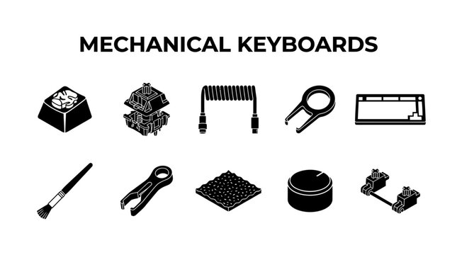 Mechanical keyboard components and parts.