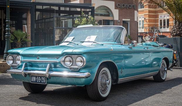 Scheveningen, The Netherlands, 31.05.2026, Classic Chevrolet Corvair 1963 in blue colour at the classic car show