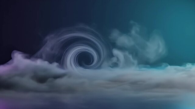 Smoke swirling in dark background.