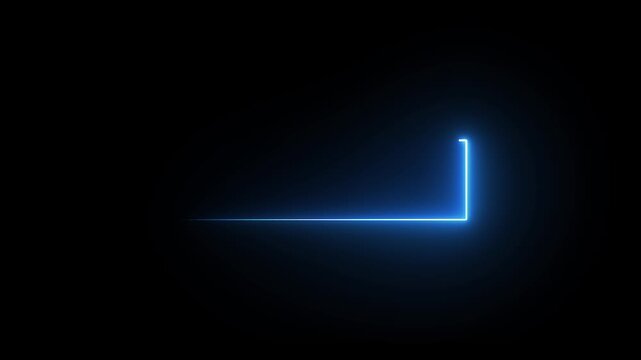glowing neon blue color square rectangle picture frame icon animation display neon box footage shape round seamless border retro movement on black background