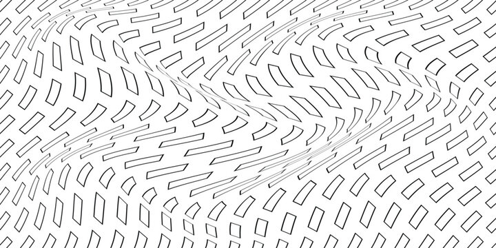 simple creative black outline rectangle wave pattern vector design.