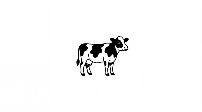 Minimal black and white cow icon in a clean flat style, isolated on a light background. Suitable for farming, dairy, livestock, agriculture, branding, signage, web, and app design.