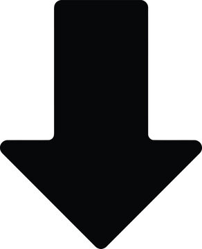 Down arrow symbol direction movement downward indicator icon isolated on transparent background.