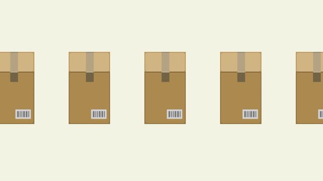 Video of cardboard boxes moving sideways Tall cardboard boxes with barcodes (you can Loop)