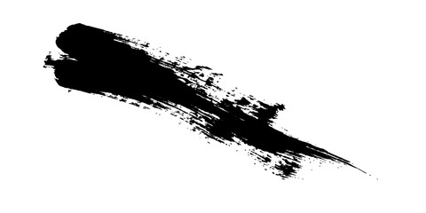 A bold black ink brush stroke, conveying raw energy and artistic expression, stands out against a stark white background, symbolizing creativity and dynamic movement. © Black Art