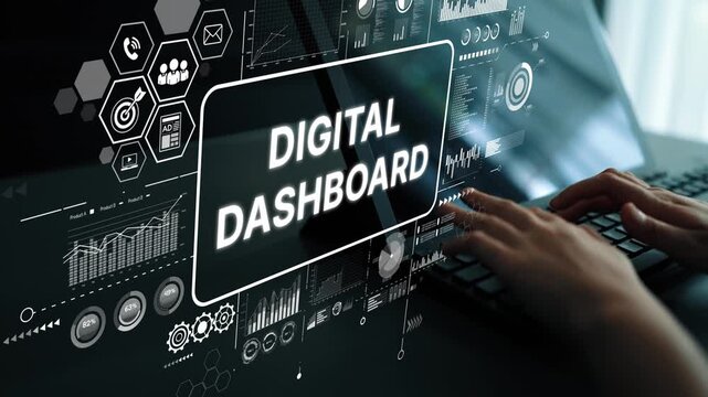 Modern Digital Dashboard Interface with Data Visualizations and Analytics Metrics for Business Insights and Performance Monitoring. Asymptotic smart data analytic.
