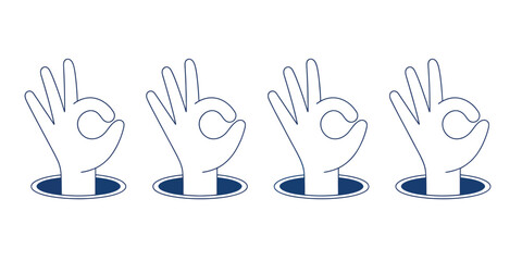 Fototapeta premium Hand drawn OK hand gesture doodle vector illustration representing agreement, approval, teamwork, cooperation, success, and positive communication in sketch style design
