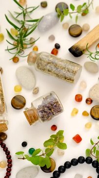 Stones, crystals, and accessories Selective focus.