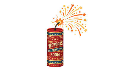 Fireworks explosion, celebration boom, red cylinder, festive pyrotechnic © MSTMANWARA
