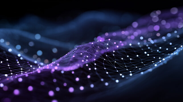 Connected data nodes forming an abstract digital intelligence landscape