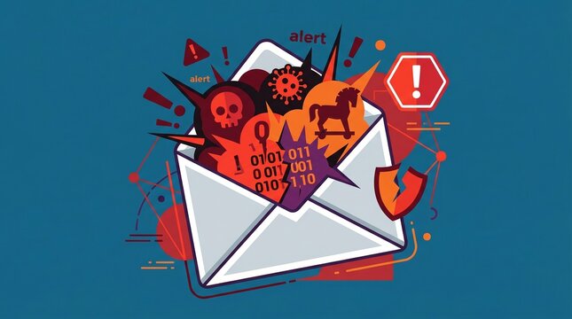 Cyber Attack Email Virus and Malware Concept