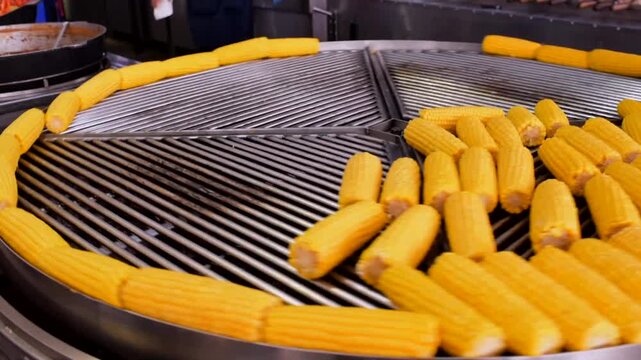Savory delight of grilled corn at local market