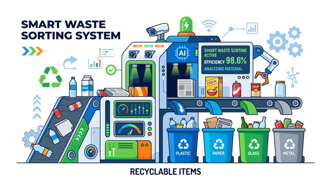 Smart waste sorting machine efficiently sorts recyclable items