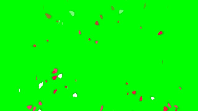 Heart Shaped Confetti Animation with Green Screen Background