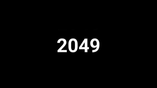 Futuristic Year Scrolling Timeline Animation 2030 to 2050 on Dark Background Seamless Looping Countdown for Sci-Fi, Tech, and Future Forecasts