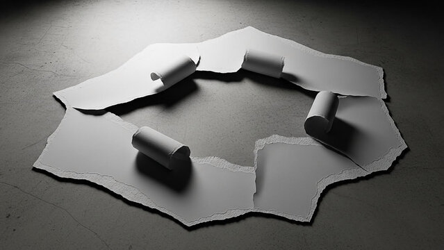 Torn Paper Revealing Textured Surface with Shadows
