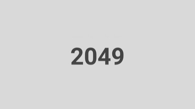 Clean Year Scrolling Sequence 2030 to 2050 on White Background Seamless Looping Timeline Animation for Business Planning and Future Concepts