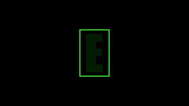 Green Letter E Typography on Black Background, Minimal Alphabet Design