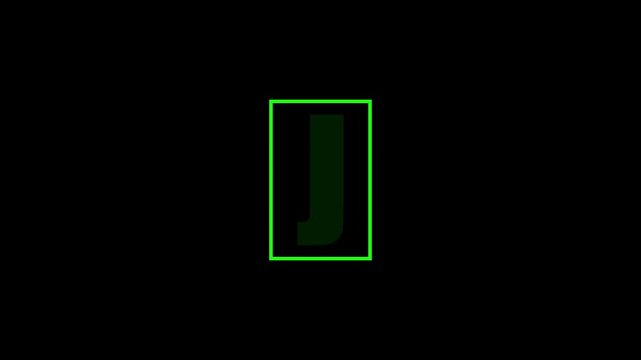 Green Letter J Typography on Black Background, Minimal Alphabet Design