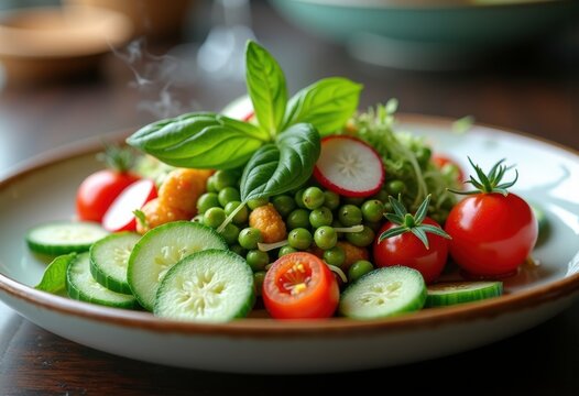 Artistic Display of Seasonal Produce Vibrantly Arranged for Elevated Dining Experience