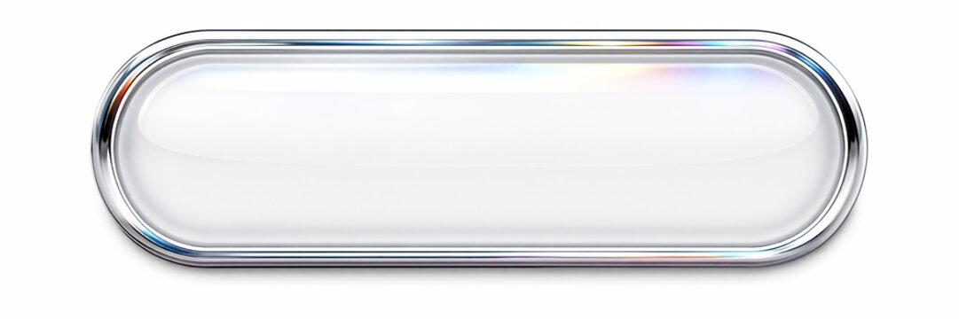 Chrome Glass Rounded Rectangle Button