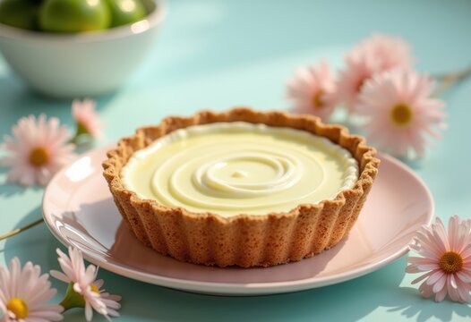Charming Key Lime Pie on Pastel Plate Visual Symphony Celebrating Whimsical Indulgence