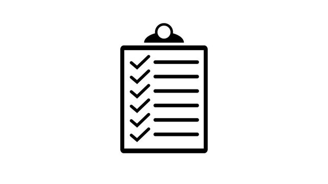 check list animated outline icon animated checklist board list icon looping, check list line icon 4k motion design for web design, Approval and success checkmark with boxes being ticked, 4k video