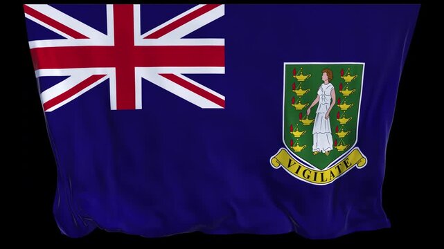 Professional animation of the British Virgin Islands flag waving in the wind, ideal for Caribbean travel videos, regional identity projects, education, web banner use, and cultural visuals.