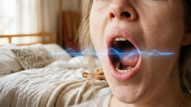 Young girl screaming in shock loudly.