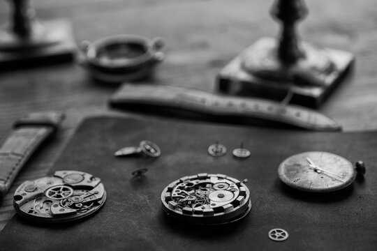 Vintage watchmaker's workshop, watch repair