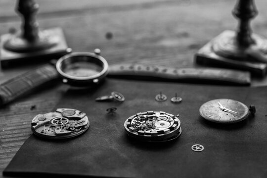 Vintage watchmaker's workshop, watch repair