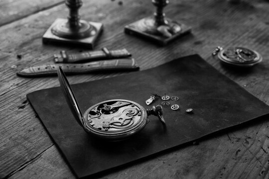 Vintage watchmaker's workshop, watch repair, repair shop