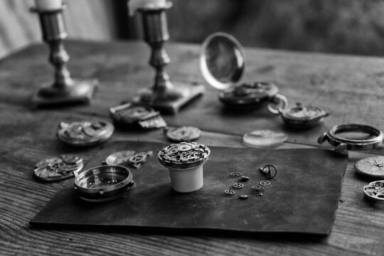 Vintage watchmaker's workshop, watch repair, repair shop