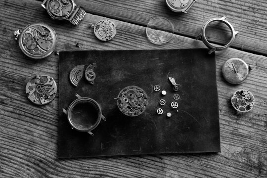 Vintage watchmaker's workshop, watch repair, repair shop