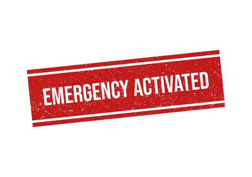 Red emergency activated rubber stamp style vector illustration