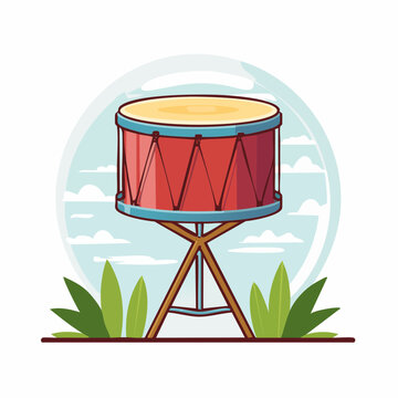 Illustration of a Red Drum on a Stand with a Sky Background