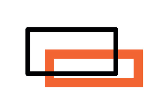 Linear vector illustration of a hyphen dash symbol. Creative punctuation design element with an orange outline rectangle on a white background.