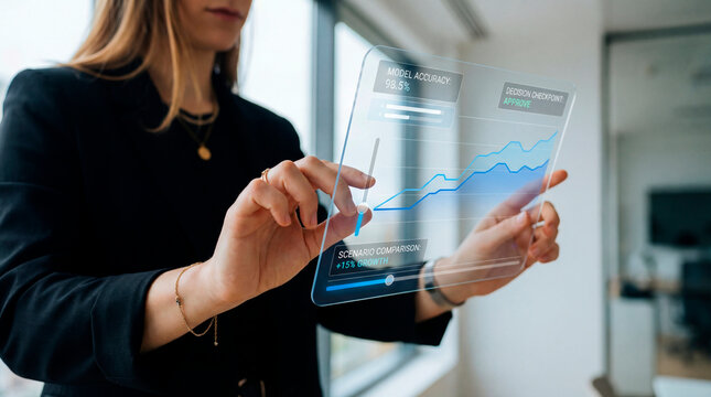 Business analyst approving growth scenario projections