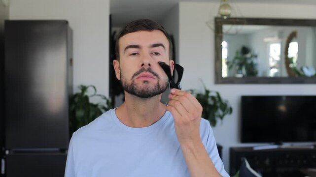 Man using "Threading" as a method for hair removal 