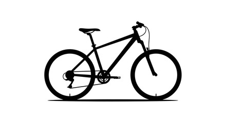 Fototapeta premium Black silhouette of a man and child repairing a bicycle together isolated on white background for family and lifestyle designs