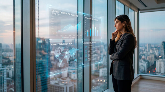 Strategy consultant reviewing global growth projections